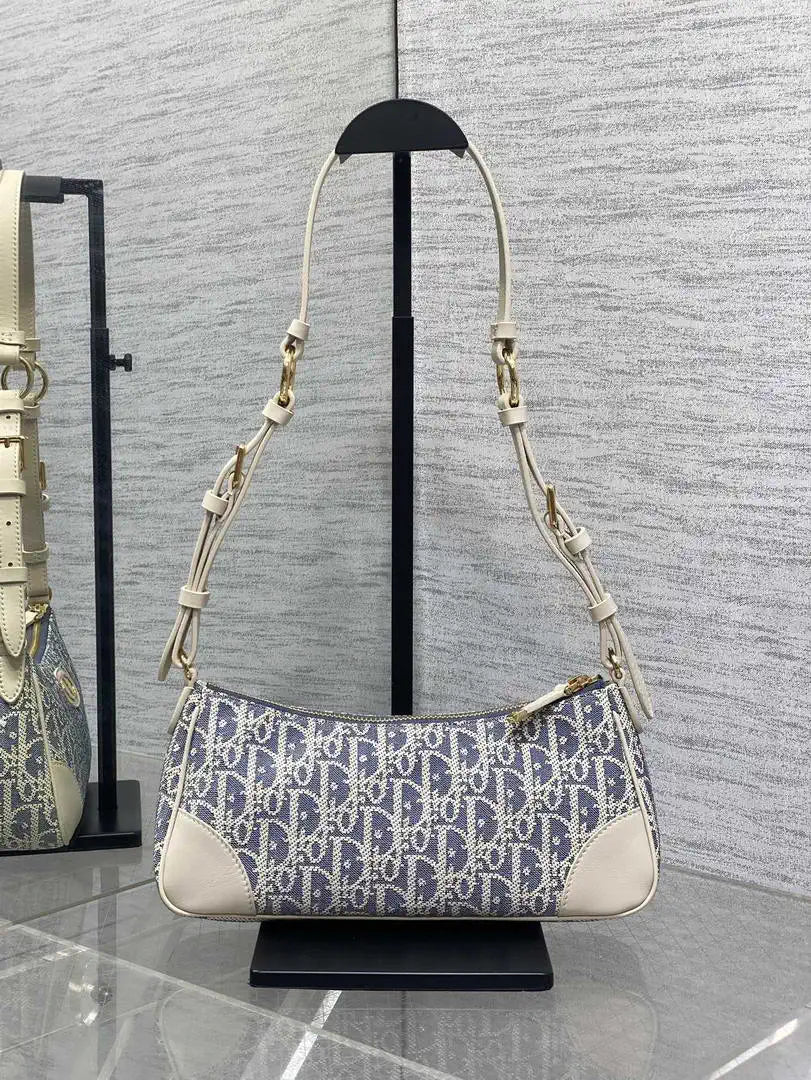 Dior S2398 30 Montaigne Wanderlust Mini Bag Ligth Blue Dior Oblique Jacquard and Smooth Calfskin