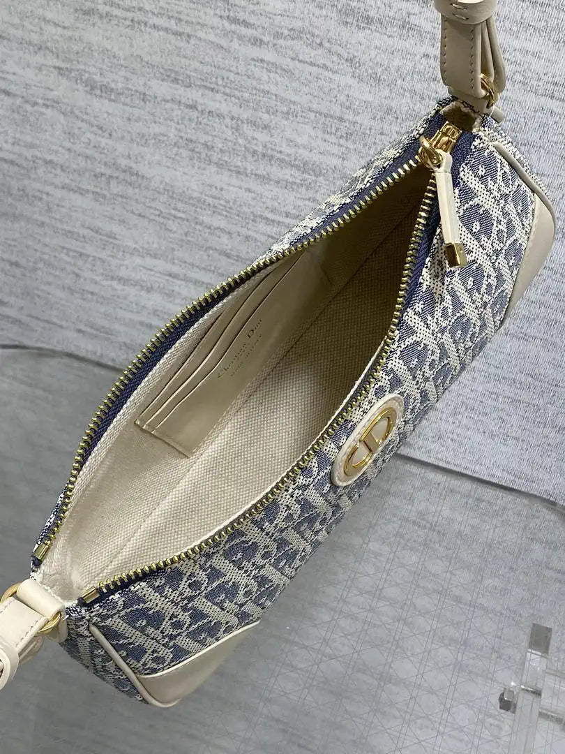 Dior S2398 30 Montaigne Wanderlust Mini Bag Ligth Blue Dior Oblique Jacquard and Smooth Calfskin