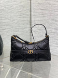 Dior S5232 Miss Caro Diorling Mini Bag with Chain Black Macrocannage Lambskin