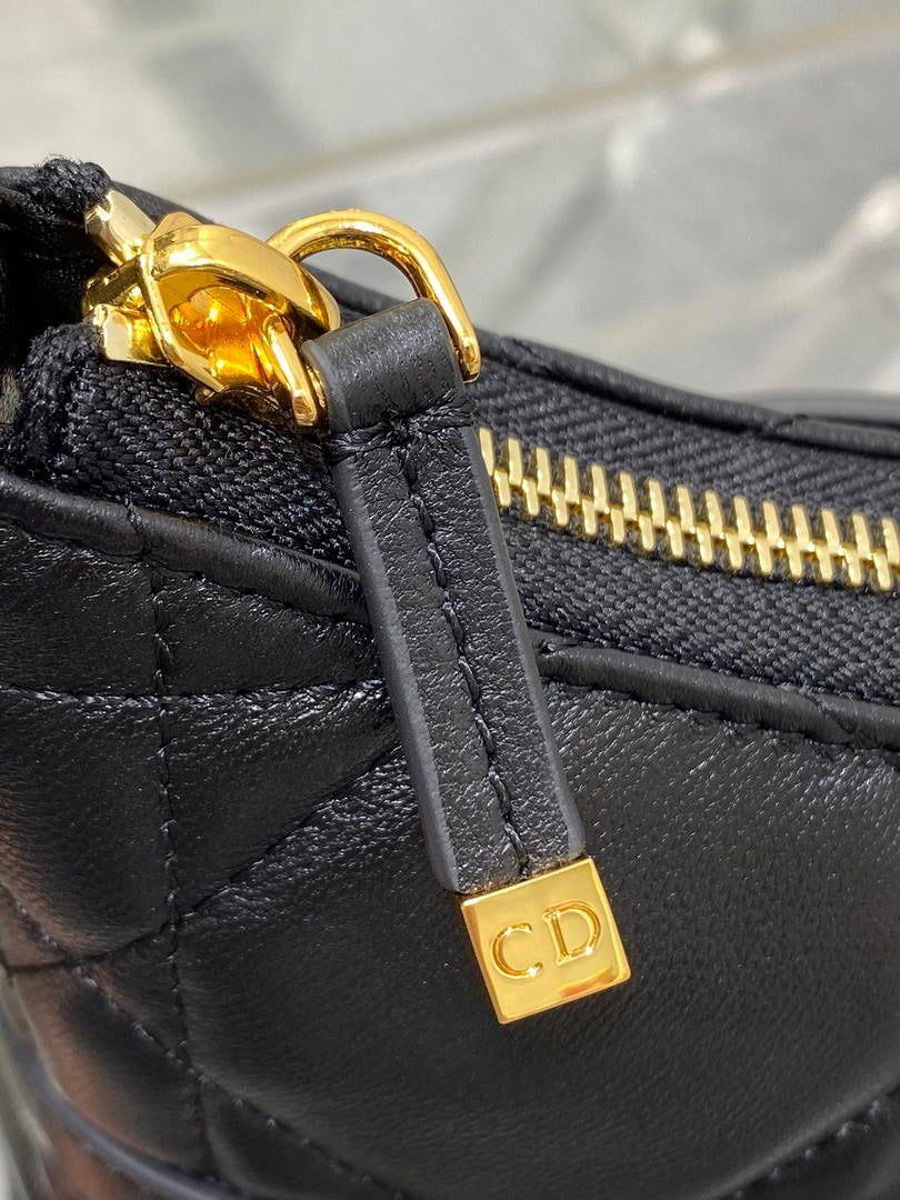 Dior S5232 Miss Caro Diorling Mini Bag with Chain Black Macrocannage Lambskin
