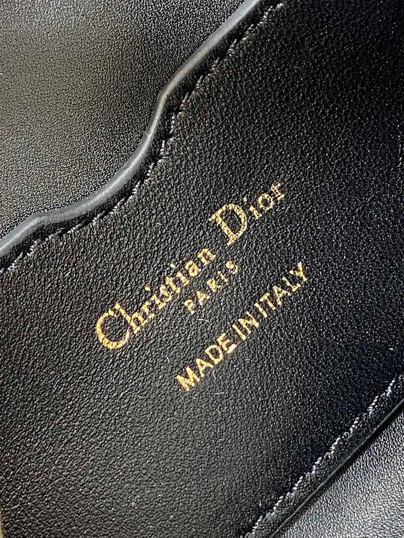 Dior S5232 Miss Caro Diorling Mini Bag with Chain Black Macrocannage Lambskin