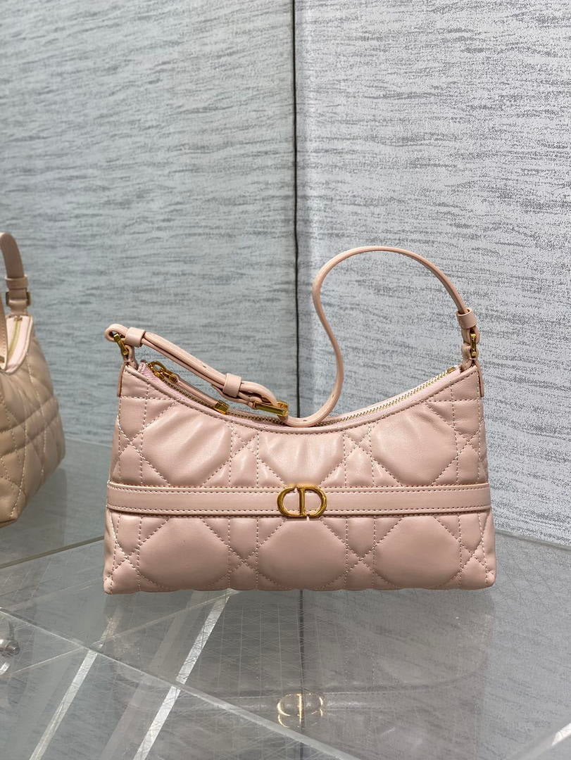 Dior S5232 Miss Caro Diorling Mini Bag with Chain Pink Macrocannage Lambskin