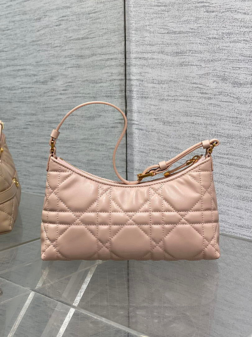 Dior S5232 Miss Caro Diorling Mini Bag with Chain Pink Macrocannage Lambskin