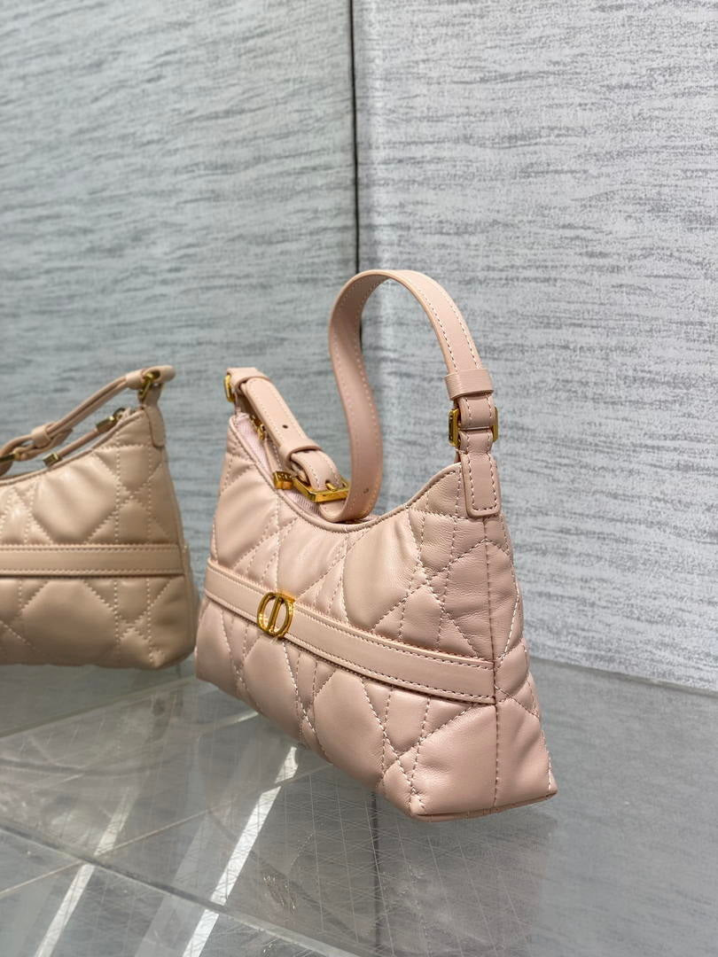Dior S5232 Miss Caro Diorling Mini Bag with Chain Pink Macrocannage Lambskin