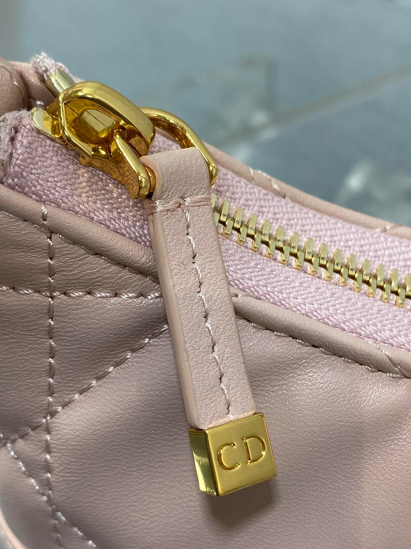 Dior S5232 Miss Caro Diorling Mini Bag with Chain Pink Macrocannage Lambskin