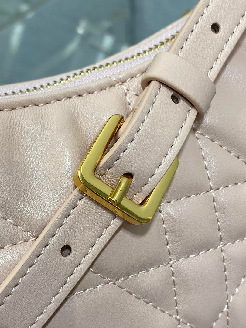 Dior S5232 Miss Caro Diorling Mini Bag with Chain Pink Macrocannage Lambskin