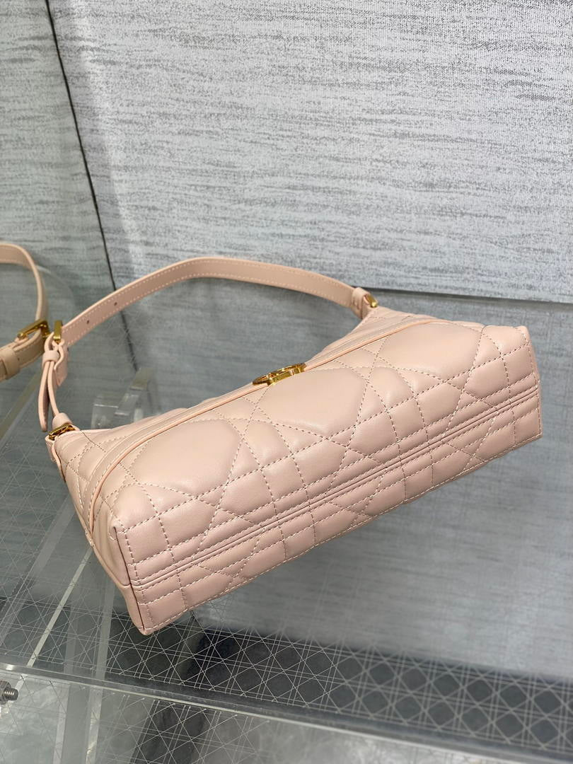 Dior S5232 Miss Caro Diorling Mini Bag with Chain Pink Macrocannage Lambskin