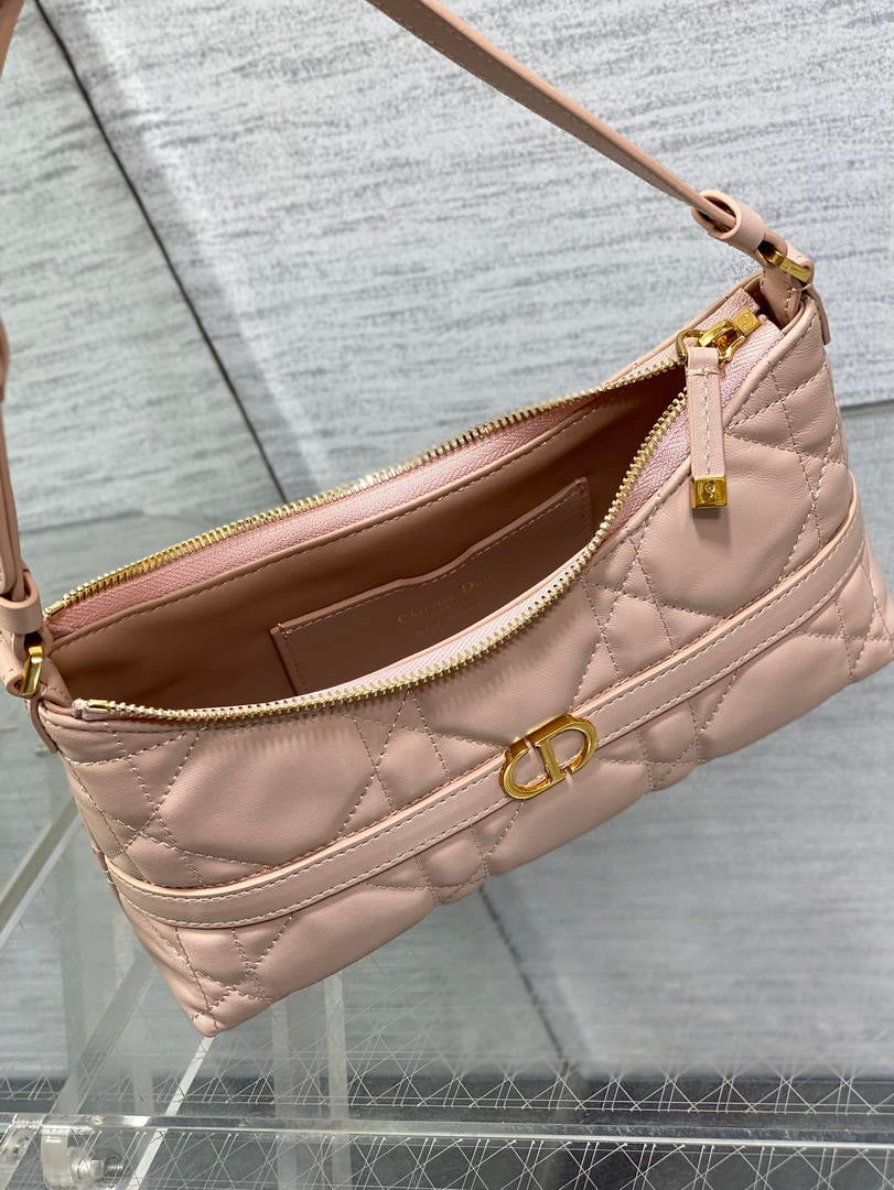 Dior S5232 Miss Caro Diorling Mini Bag with Chain Pink Macrocannage Lambskin