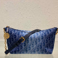 Dior S3202 Diorstar Hobo Bag with Chain Blue Denim Dior Oblique Jacquard M2030 - Default Title - View 1