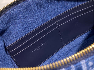 Dior S3202 Diorstar Hobo Bag with Chain Blue Denim Dior Oblique Jacquard M2030 - Default Title - View 9