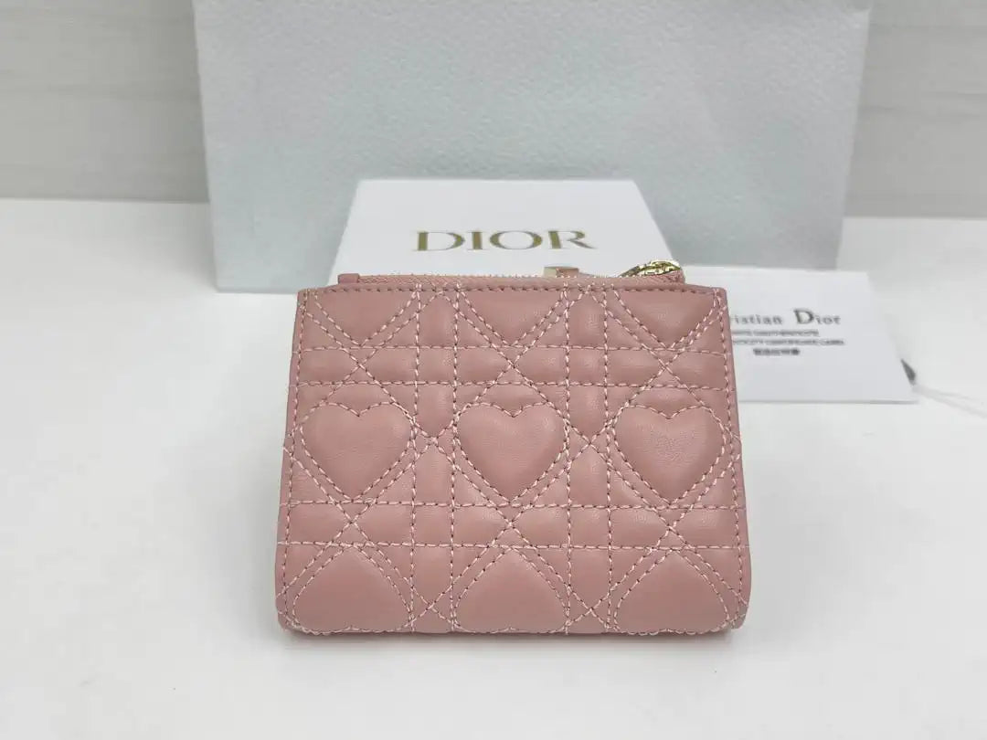 Dior S4208 Dior Caro Dahlia Wallet Macaron Pink Cannage Lambskin with Heart Motif