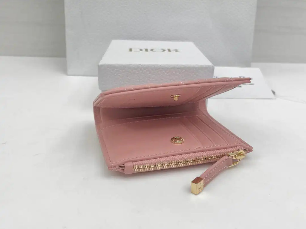 Dior S4208 Dior Caro Dahlia Wallet Macaron Pink Cannage Lambskin with Heart Motif