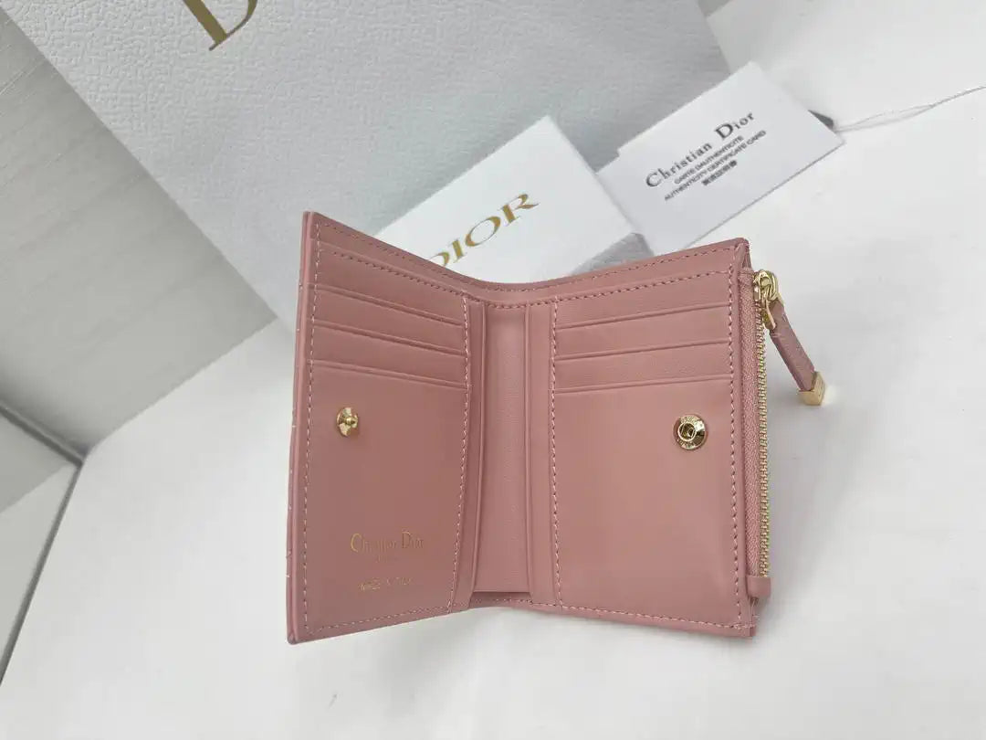 Dior S4208 Dior Caro Dahlia Wallet Macaron Pink Cannage Lambskin with Heart Motif