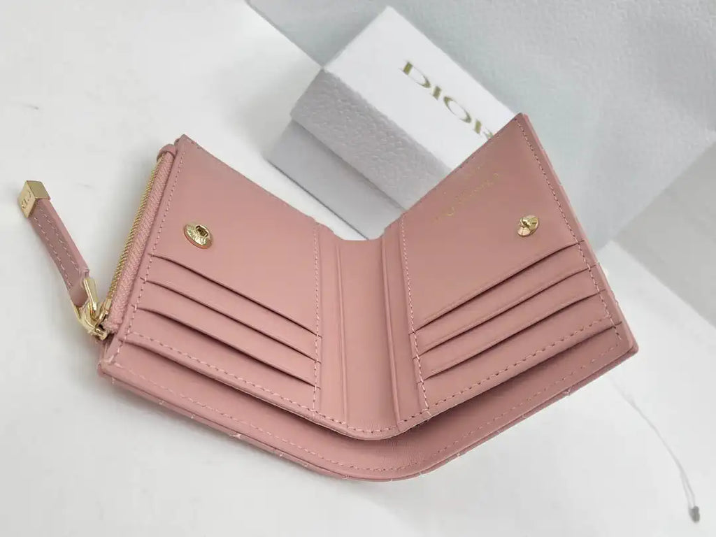 Dior S4208 Dior Caro Dahlia Wallet Macaron Pink Cannage Lambskin with Heart Motif