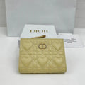 Dior S4208 Dior Caro Dahlia Wallet Macaron Yellow Cannage Lambskin with Heart Motif