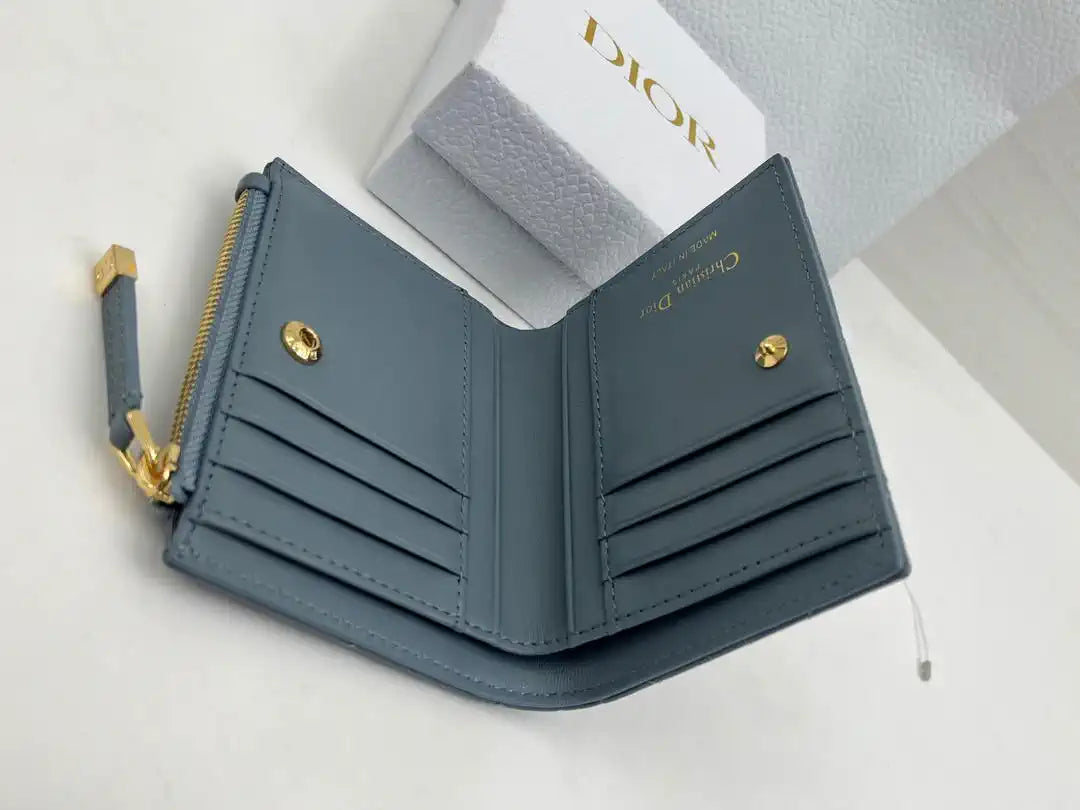 Dior S4208 Dior Caro Dahlia Wallet Macaron Blue Cannage Lambskin with Heart Motif