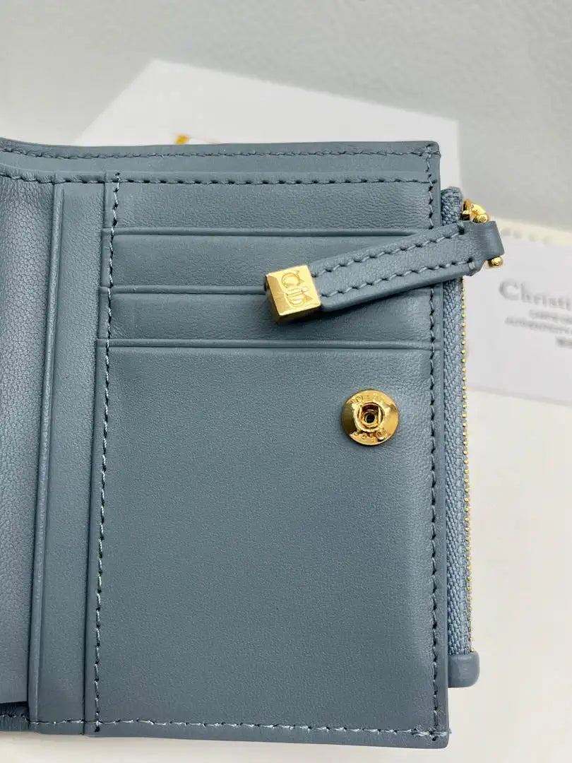 Dior S4208 Dior Caro Dahlia Wallet Macaron Blue Cannage Lambskin with Heart Motif