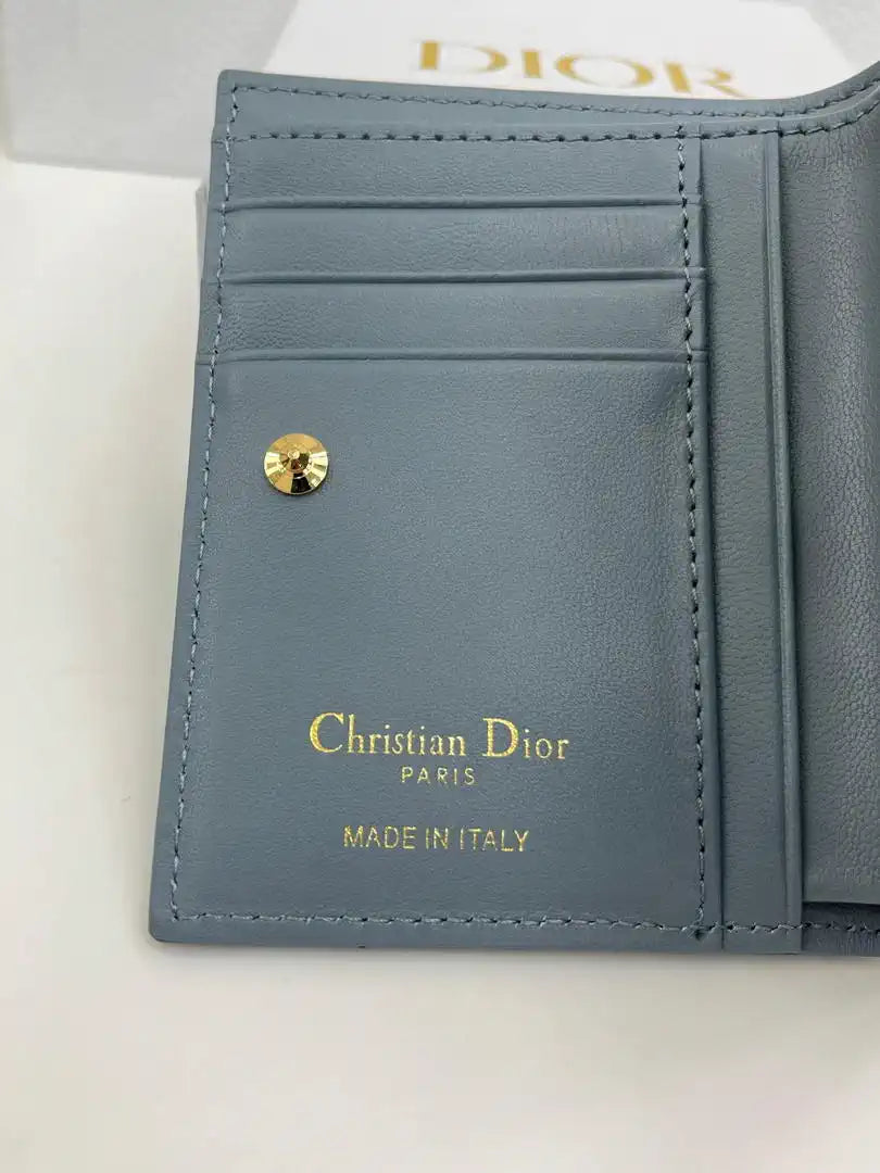 Dior S4208 Dior Caro Dahlia Wallet Macaron Blue Cannage Lambskin with Heart Motif