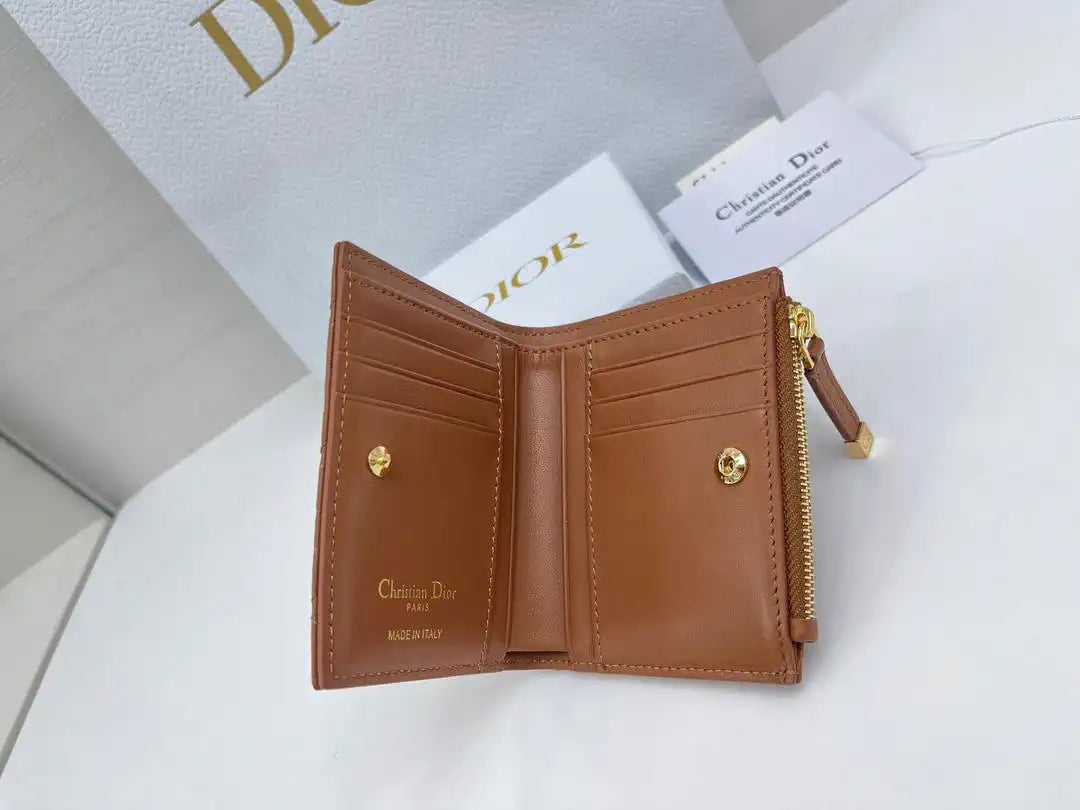 Dior S4208 Dior Caro Dahlia Wallet Macaron Brown Cannage Lambskin with Heart Motif