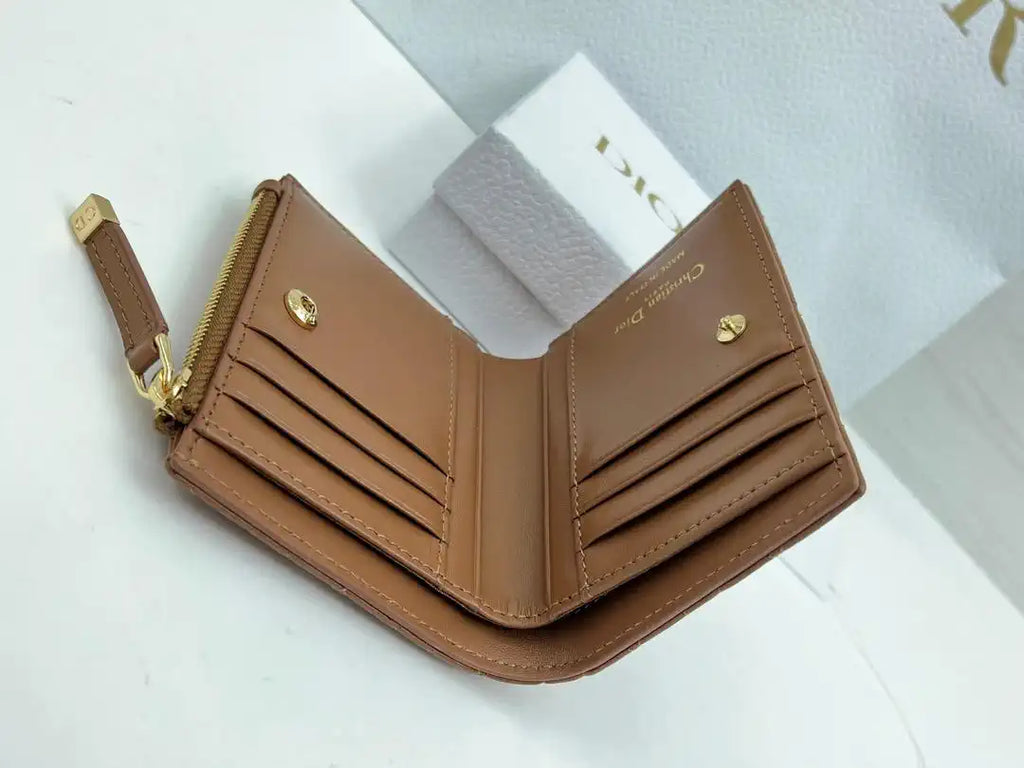 Dior S4208 Dior Caro Dahlia Wallet Macaron Brown Cannage Lambskin with Heart Motif
