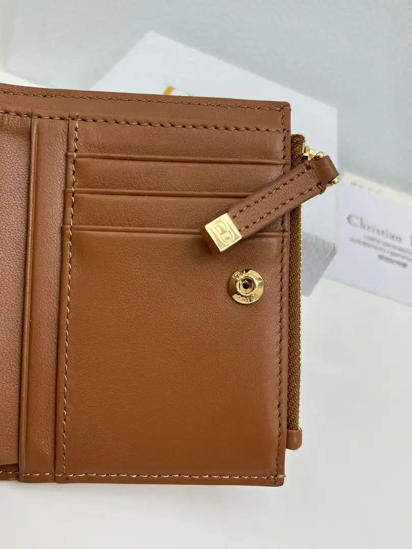 Dior S4208 Dior Caro Dahlia Wallet Macaron Brown Cannage Lambskin with Heart Motif