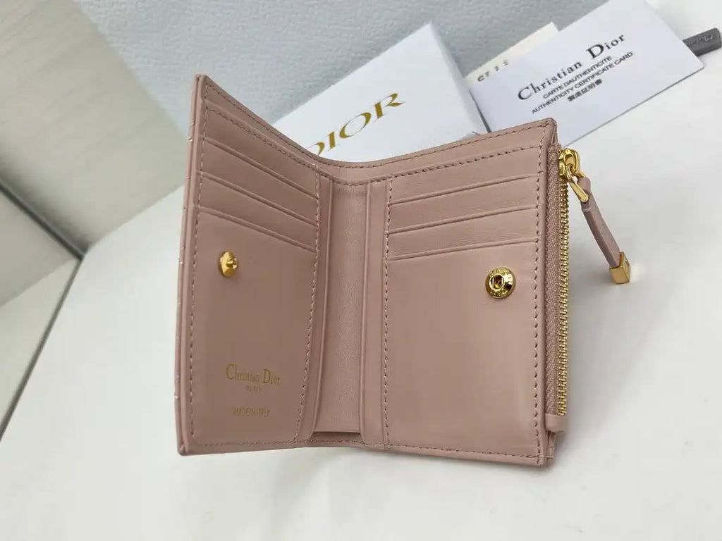Dior S4208 Dior Caro Dahlia Wallet Macaron Light Pink Cannage Lambskin with Heart Motif
