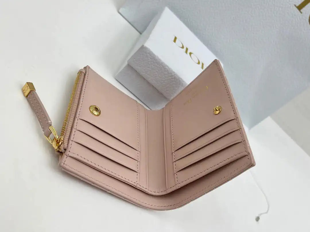 Dior S4208 Dior Caro Dahlia Wallet Macaron Light Pink Cannage Lambskin with Heart Motif