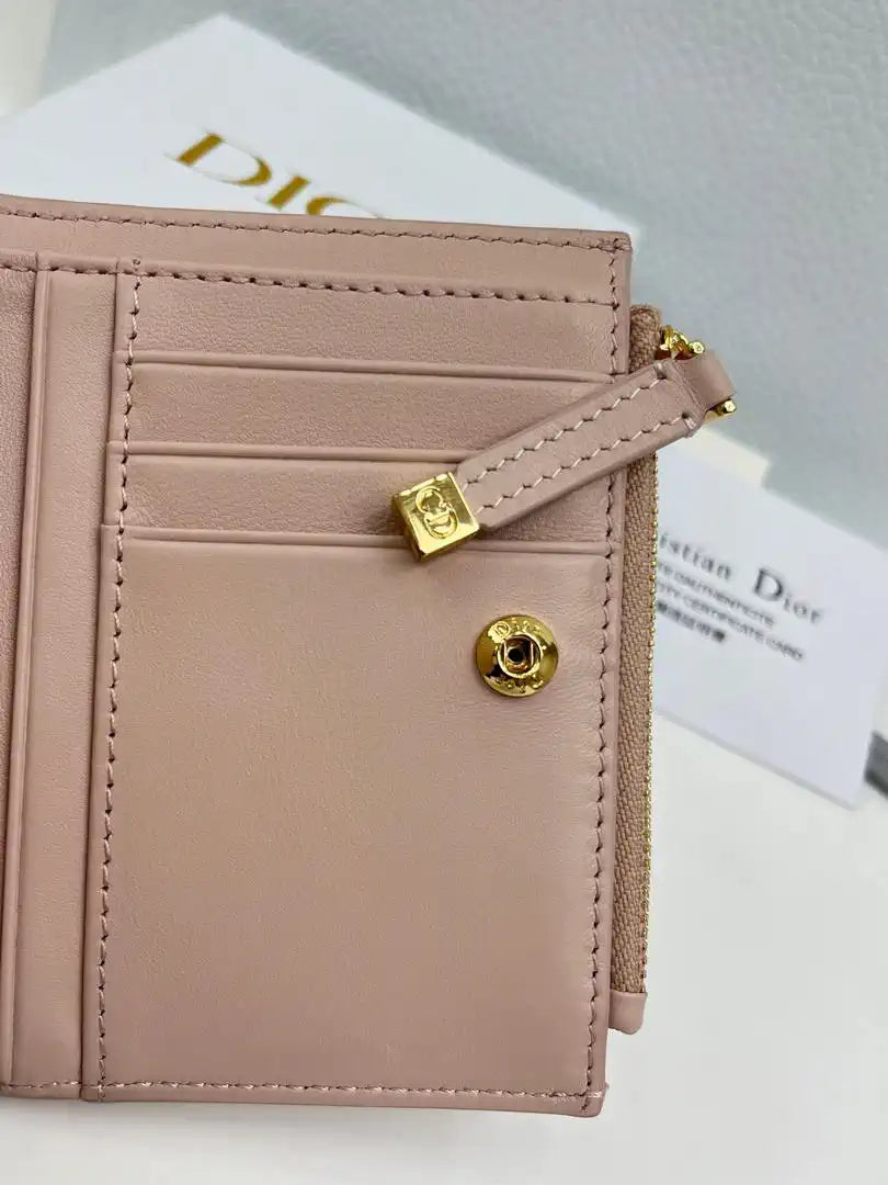 Dior S4208 Dior Caro Dahlia Wallet Macaron Light Pink Cannage Lambskin with Heart Motif