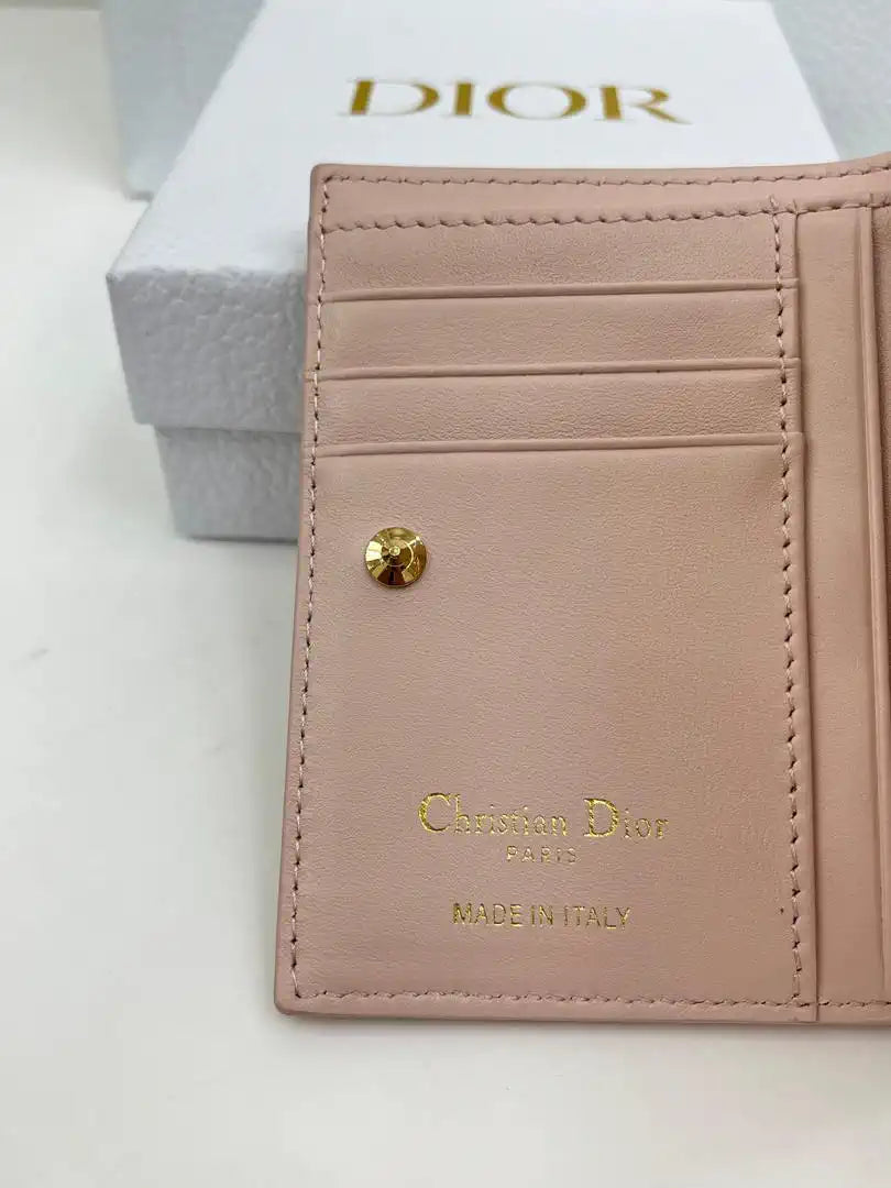 Dior S4208 Dior Caro Dahlia Wallet Macaron Light Pink Cannage Lambskin with Heart Motif