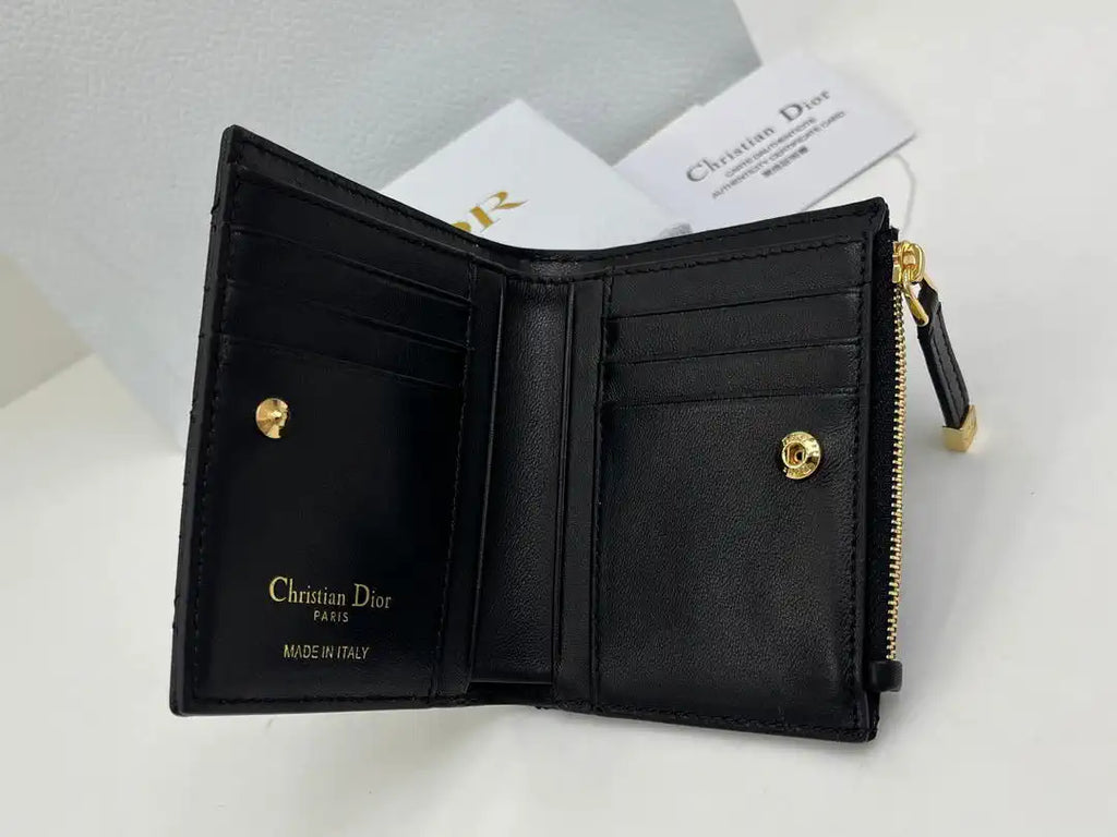 Dior S4208 Dior Caro Dahlia Wallet Macaron Black Cannage Lambskin with Heart Motif