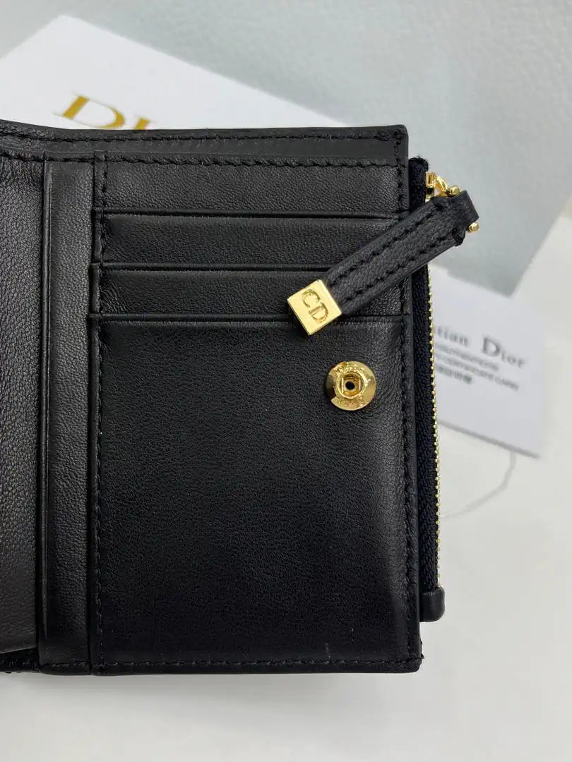 Dior S4208 Dior Caro Dahlia Wallet Macaron Black Cannage Lambskin with Heart Motif