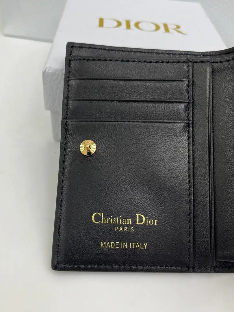 Dior S4208 Dior Caro Dahlia Wallet Macaron Black Cannage Lambskin with Heart Motif