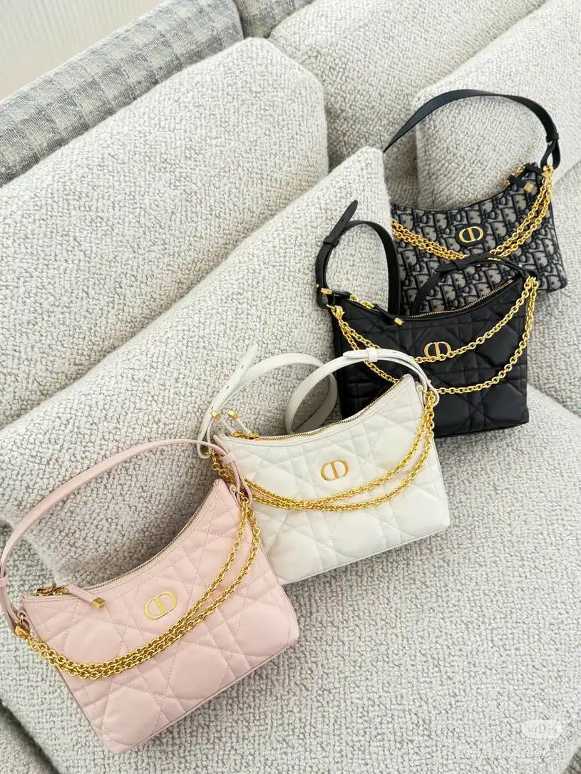 Dior S4309 30 Montaigne Diorling Mini Bag with Chain Blue Dior Oblique Jacquard