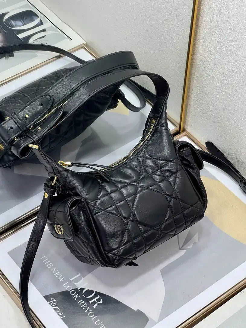 Dior S4312 D-Dream Mini Bag Black Macrocannage Lambskin