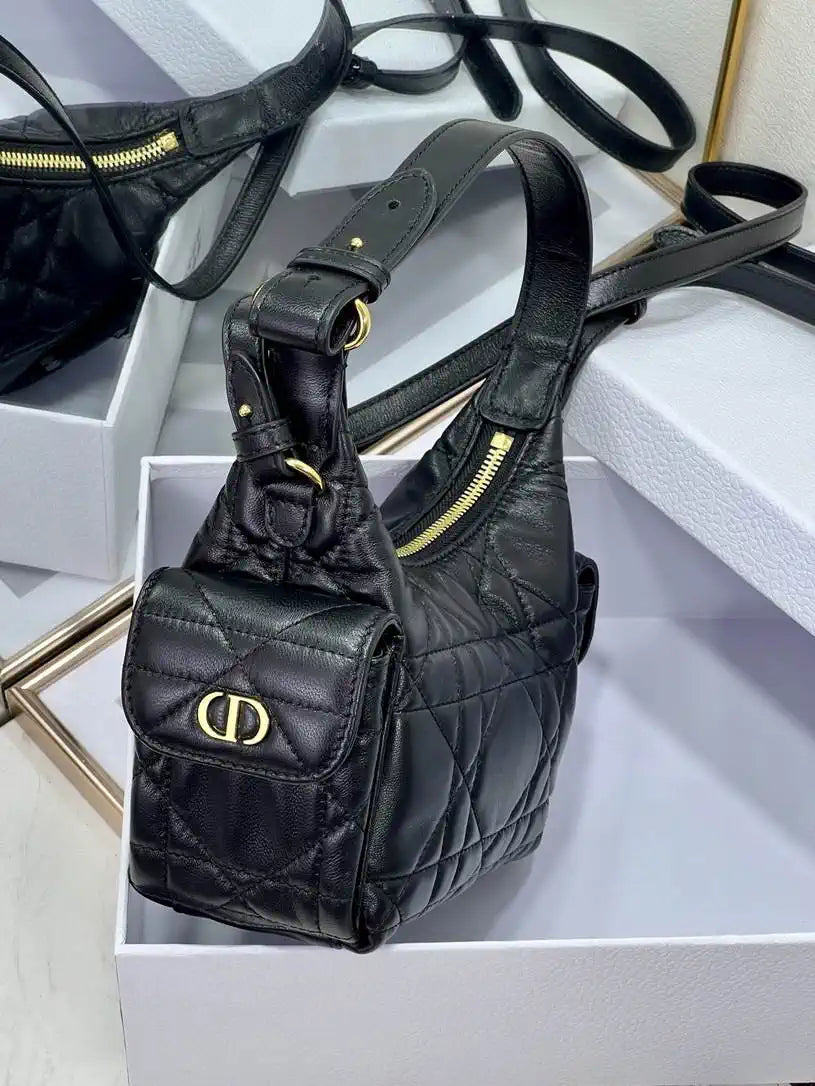 Dior S4312 D-Dream Mini Bag Black Macrocannage Lambskin