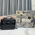 Dior S5140 Caro Box Bag Black Quilted Macrocannage Calfskin - Default Title - View 1