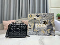 Dior S5140 Caro Box Bag Black Quilted Macrocannage Calfskin