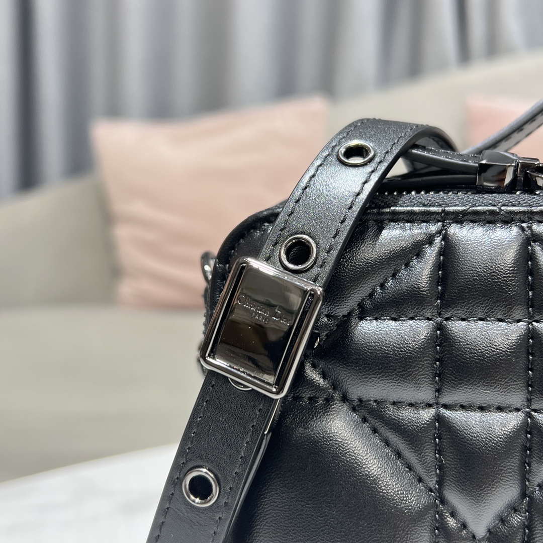 Dior S5140 Caro Box Bag Black Quilted Macrocannage Calfskin - Default Title - View 6