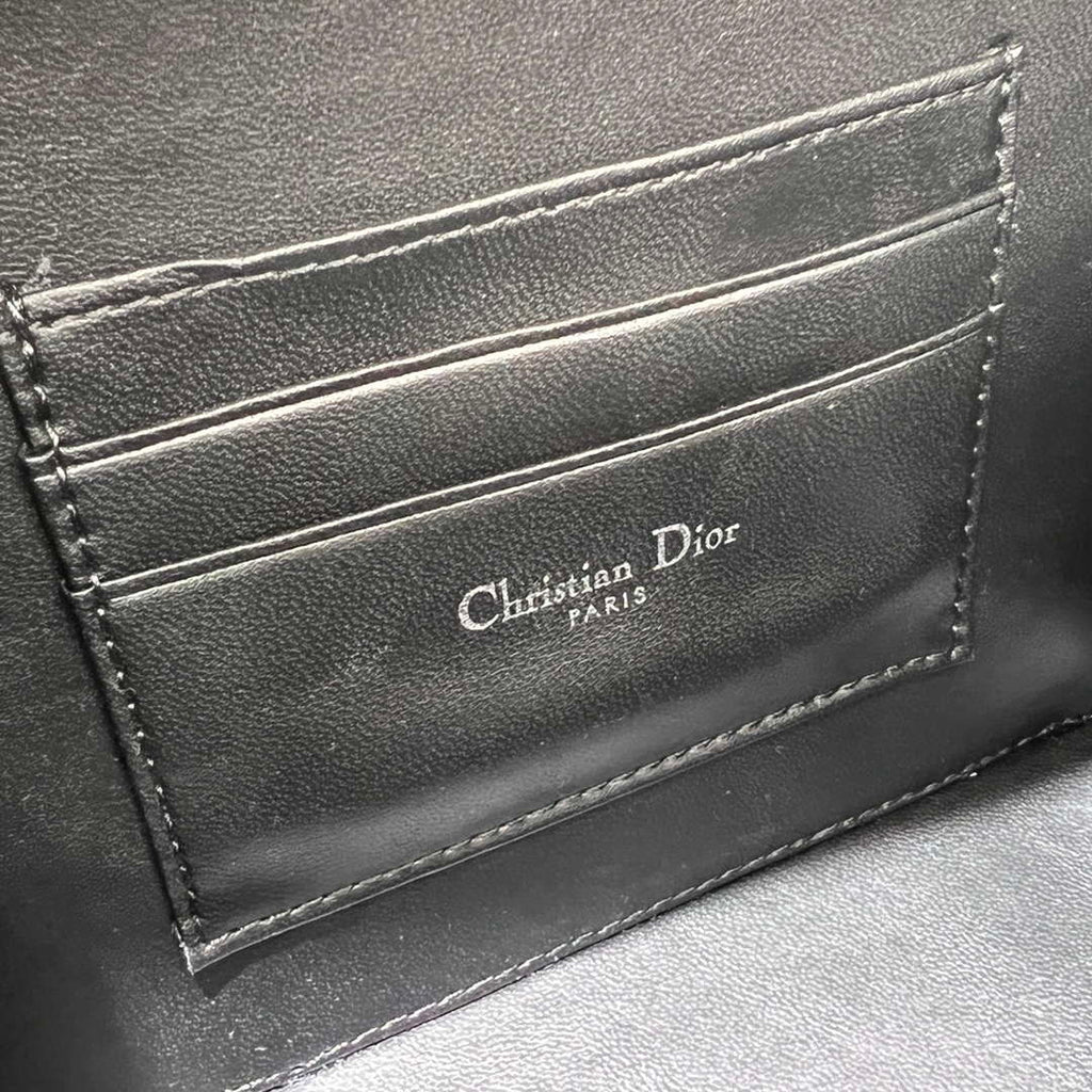 Dior S5140 Caro Box Bag Black Quilted Macrocannage Calfskin