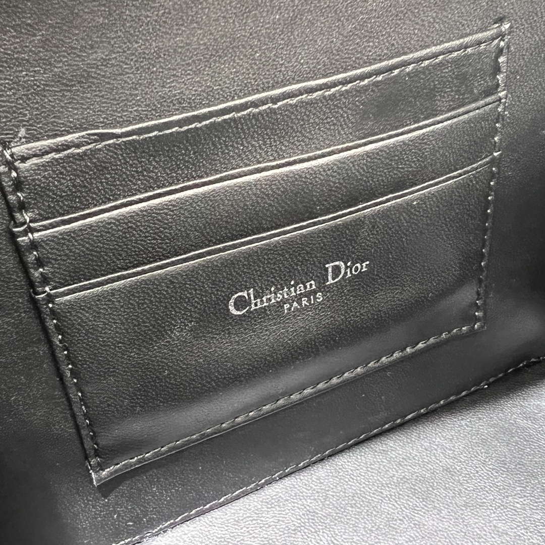 Dior S5140 Caro Box Bag Black Quilted Macrocannage Calfskin