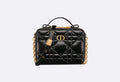 Dior S5140 Caro Box Bag Quilted Macrocannage Calfskin Black Gold