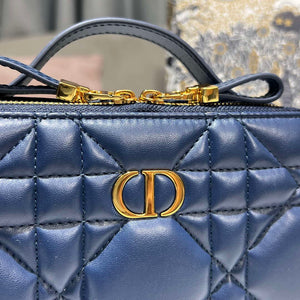 Dior S5140 Caro Box Bag Blue Quilted Macrocannage Calfskin - Default Title - View 3