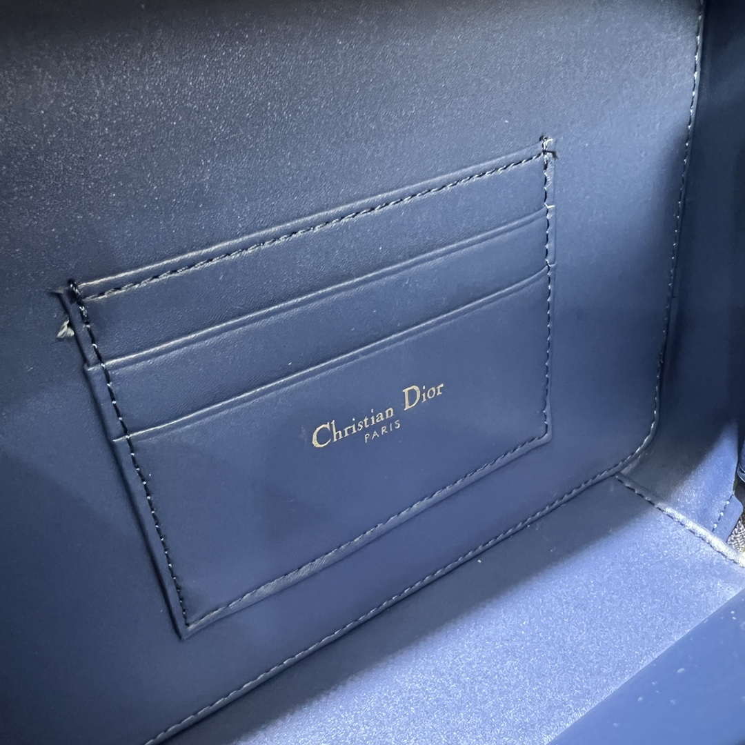 Dior S5140 Caro Box Bag Blue Quilted Macrocannage Calfskin - Default Title - View 9