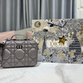Dior S5140 Caro Box Bag Gray Quilted Macrocannage Calfskin - Default Title - View 1