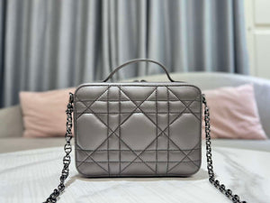 Dior S5140 Caro Box Bag Gray Quilted Macrocannage Calfskin - Default Title - View 2