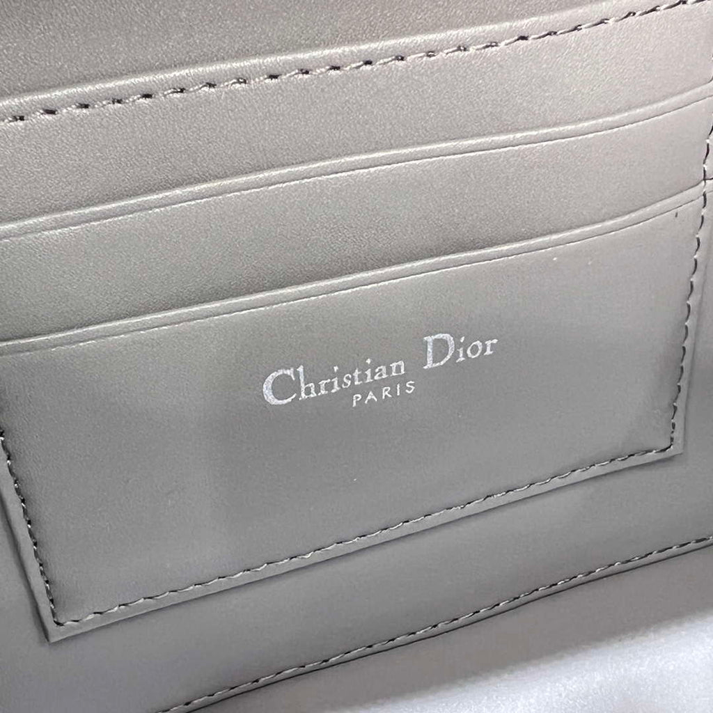 Dior S5140 Caro Box Bag Gray Quilted Macrocannage Calfskin