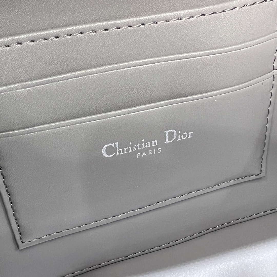 Dior S5140 Caro Box Bag Gray Quilted Macrocannage Calfskin