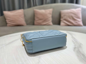 Dior S5140 Caro Box Bag Lake Blue Quilted Macrocannage Calfskin - Default Title - View 4