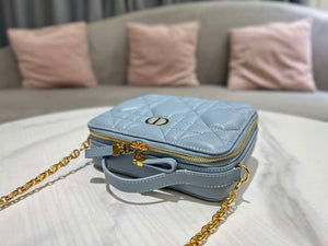 Dior S5140 Caro Box Bag Lake Blue Quilted Macrocannage Calfskin - Default Title - View 5