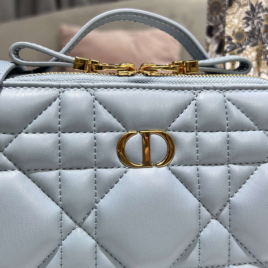 Dior S5140 Caro Box Bag Lake Blue Quilted Macrocannage Calfskin - Default Title - View 7